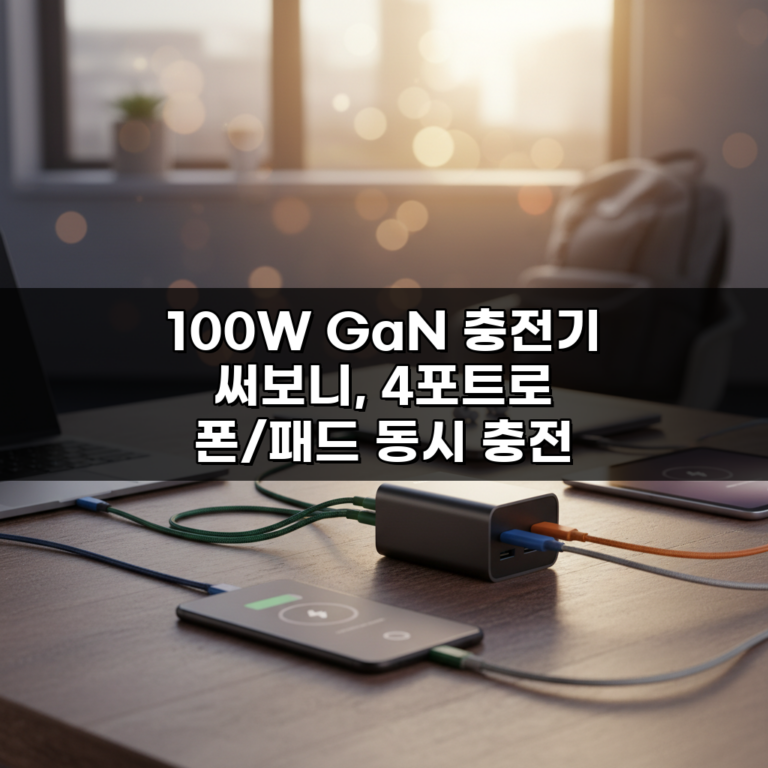 100W GaN 충전기 써보니, 4포트로 폰/패드 동시 충전 편해요
