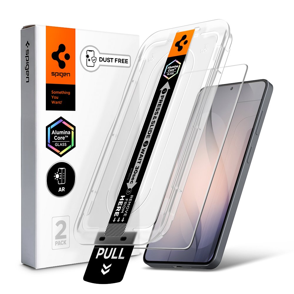 먼지 없는 슈피겐 갤럭시 저반사 AR 강화유리 액정필름 글라스tR 이지핏 AR 갤럭시S26 플러스, 2매입 상세 이미지 1