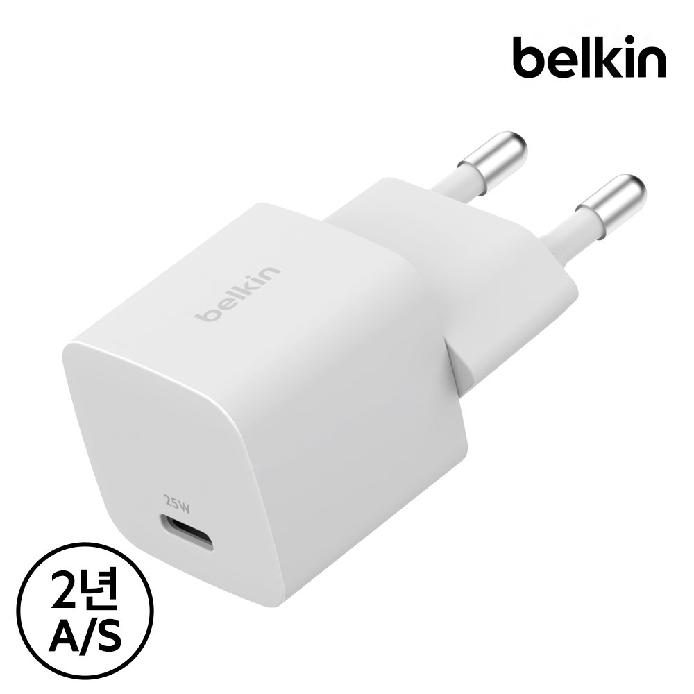 벨킨 25W USB-C PD 3.1 PPS 초소형 고속 충전기 1M 케이블 포함 USB IF 인증 WCA012WH 아이폰17 16 갤럭시S26 S25 호환 상세 이미지 2