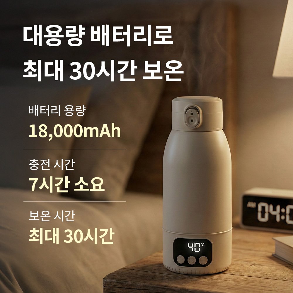 장바군이 휴대용 분유포트 500ml 무선 전기포트 여행용 100도가열 상세 이미지 2