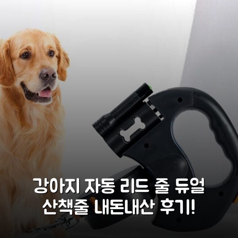 강아지 자동 리드 줄 듀얼 산책줄 내돈내산 후기!