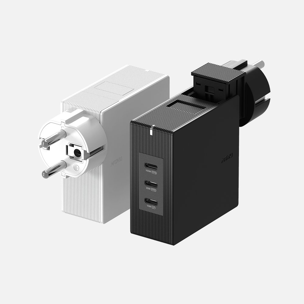 USB PD 100W 여행용 접지 멀티 초고속충전기 GT210 블랙 상세 이미지 1