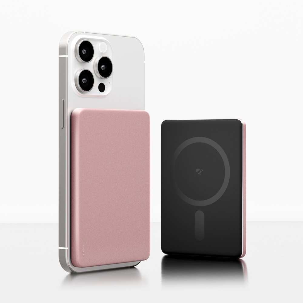 지니비 포켓비 초슬림 맥세이프 보조배터리, 고속 무선충전 휴대용 10000mAh, 핑크 상세 이미지 1