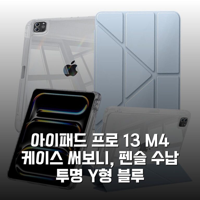 아이패드 프로 13 M4 케이스 써보니, 펜슬 수납 투명 Y형 블루