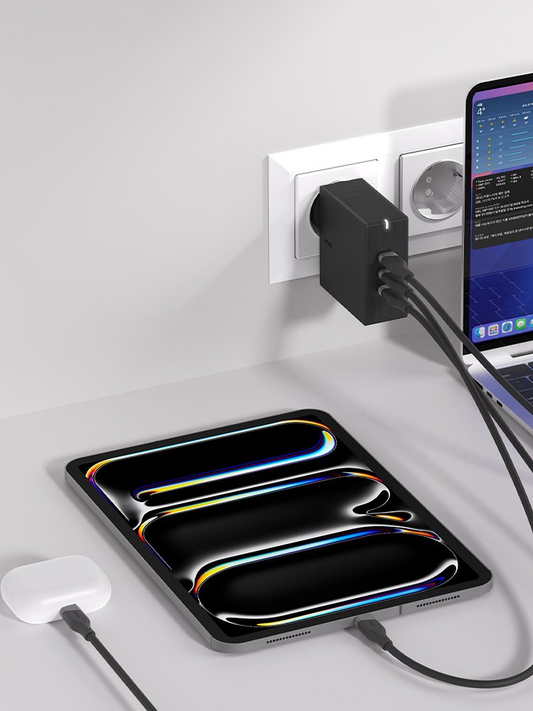 USB PD 100W 여행용 접지 멀티 초고속충전기 GT210 블랙 상세 이미지 2